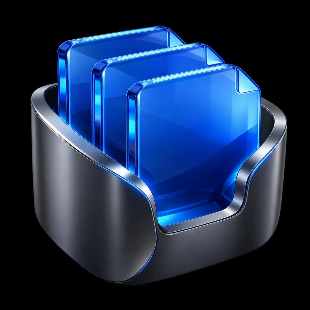 Concept illustration of blue Context sheets inside an open protective graphite enclosure